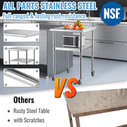 Bild in Galerie-Viewer laden, Amocart 24 x 24 in Stainless Steel Kitchen Worktable shelves Commercial Work Bench Table with Caster Wheels for Home Kitchen
