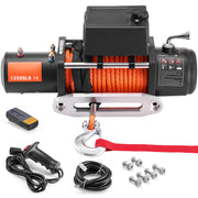 Load image into Gallery viewer, SucceBuy 13500lbs Electric Winch Car Truck Winch with 80ft Synthetic Rope Wireless &amp; Wired Remote Control for Towing Off-Road
