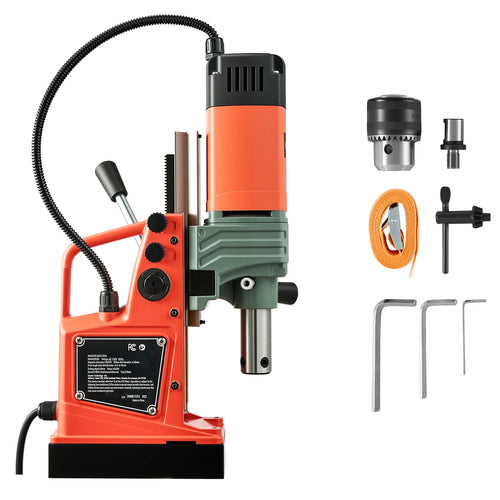 SucceBuy Magnetic Drill Press Portable Mag Drill Press Adjustable Speed for Metal Surface Industrial and Home Improvement Orange
