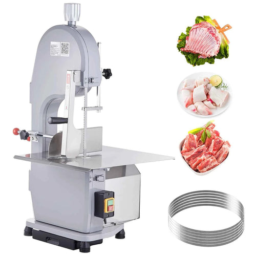 Amocart Commercial Electric Meat Bone Saw Machine 1500W Stainless Steel Blade Bone Bandsaw Machine Workbench Countertop Bone