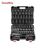Amocart 26/65PCs US Drive Impact Socket Set Deep Standard Socket Set SAE Metric 6 Point CR-V Cr-Mo Alloy Steel Auto Repair
