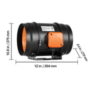 Load image into Gallery viewer, SucceBuy 4/6/8 inch Inline Duct Fan with Temperature Humidity Controller EC-motor Ventilation Exhaust Fan Ventilator for Home
