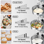 SucceBuy Stand Mixer Electric Dough Mixer with 6 Speeds LCD Screen Timing 5.8 Qt Stainless Steel Bowl Dough Hook Flat Beater