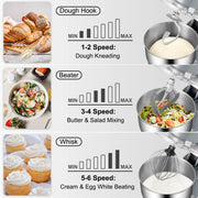 Load image into Gallery viewer, SucceBuy Stand Mixer Electric Dough Mixer with 6 Speeds LCD Screen Timing 5.8 Qt Stainless Steel Bowl Dough Hook Flat Beater - AMOCART
