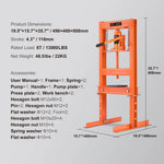 Amocart Hydraulic Shop Press 6T H-Frame Hydraulic Garage/Shop Floor  Shop Press with  Plates for Garage Shop Workshop