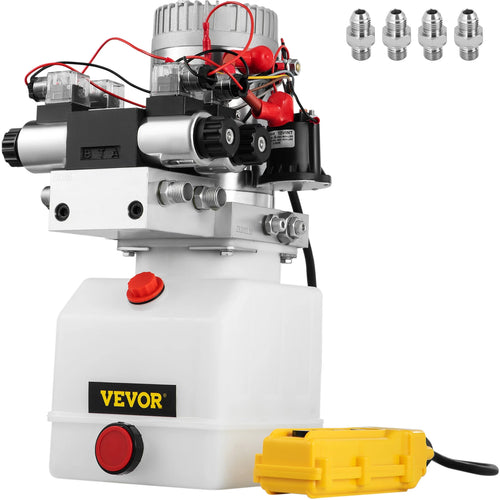 SucceBuy 12V DC Double Acting  Solenoid Hydraulic Power Pack Car Jack With 4.5L Tank  Dump Trailer Electric Lifting Tools