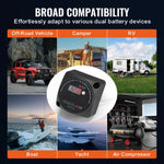 Amocart Dual Battery Isolator Kit 12V 140Amp / 12V/24V 250 AMP VSR Voltage Sensitive Relay & LCD Screen for ATV UTV RV Camper