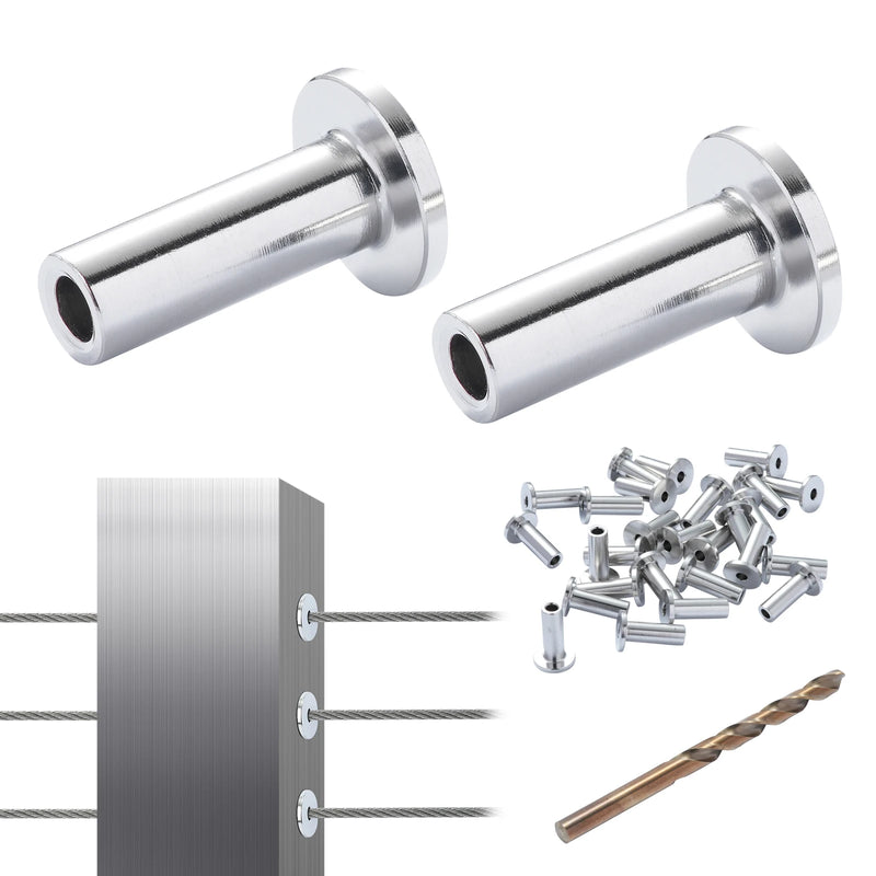 SucceBuy 121/81/101 Pack T316 Stainless Steel Protector Sleeves for 1/8" or 3/16" Wire Rope Cable Railing Amocart