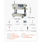 SucceBuy Continuous Bag Band Sealing Machine 0.24-0.47in Width Vertical Band Sealer with Roller Printing for 0.001-0.03in Bags