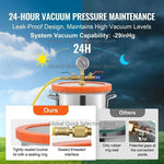 Amocart 3/5 Gal Upgraded Tempered Glass Lid Vacuum Degassing Chamber 304 Stainless Steel for Stabilizing Wood, Resin Degassing