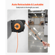 Load image into Gallery viewer, SucceBuy 30FT Retractable Extension Cord Reel with Lighted Triple Tap Outlet 10Amp Circuit Breaker for Ceiling Wall Mount Garage - AMOCART
