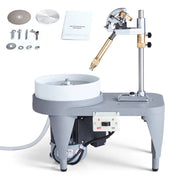 Bild in Galerie-Viewer laden, Amocart Gem Faceting Machine 2800RPM 180W 110V with Faceted Manipulator 1 Bag of Triangle Abrasive Jade Rock Jewel Polisher

