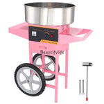 Amocart Electric Cotton Candy Machine with Cart 1000W Commercial Floss Maker with Stainless Steel Bowl Sugar Scoop and Drawer