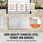 【Premium】Amocart BBQ Access Door Double Outdoor Kitchen Stainless Steel Flush Mount Door for BBQ Island Grilling Station Outsid