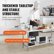 Load image into Gallery viewer, SucceBuy 4 Size Stainless Steel Prep Table Heavy Duty Metal Worktable Commercial Work Table for Restaurant and Home
