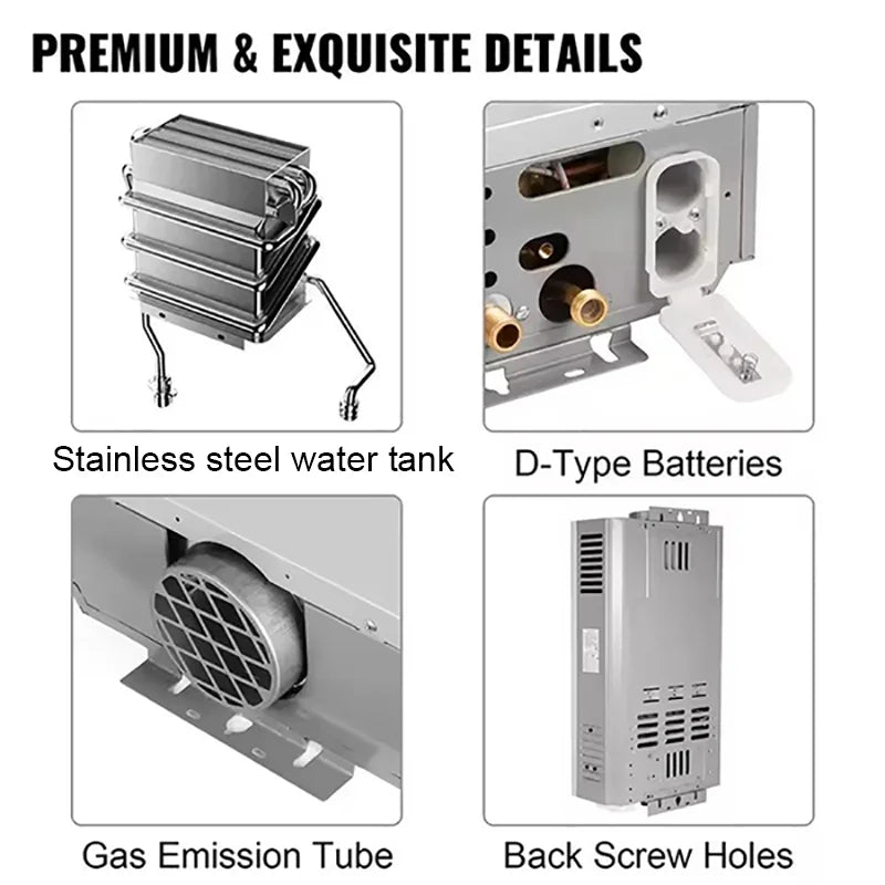 DIVEDEER Household Gas Water Heater 6L-18L Liquefied Gas Natural Low Water Pressure Instant Heating Battery Forced Exhaust Type