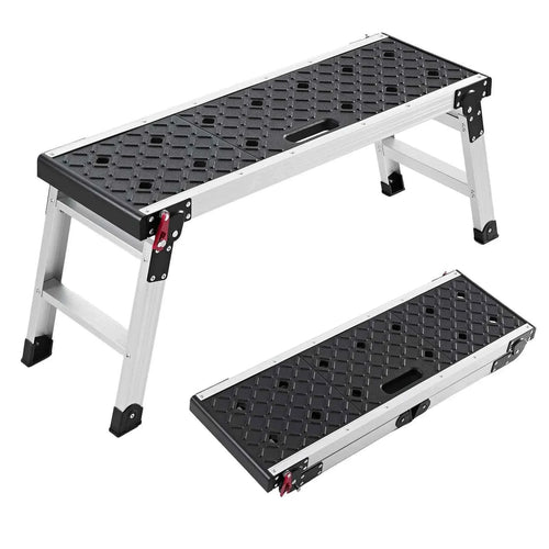 Amocart 500lbs Folding Work Platform 35.8x12.2in Aluminum Step Stool 16.5in Height with Locks for Painting & Maintenance & Home