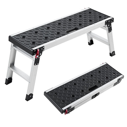 SucceBuy 500lbs Folding Work Platform 35.8x12.2in Aluminum Step Stool 16.5in Height with Locks for Painting & Maintenance & Home