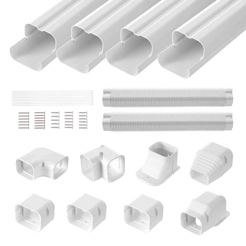 SucceBuy Mini Split Line Set Cover PVC Decorative Pipe Line Cover For Air Conditioner Easy to Install Paintable for Heat Pump