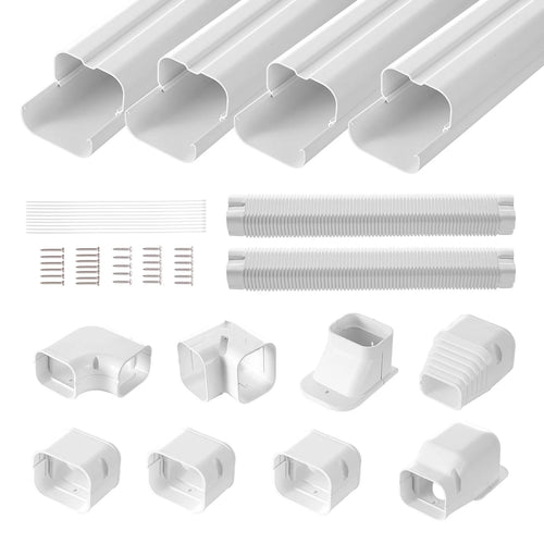 SucceBuy Mini Split Line Set Cover PVC Decorative Pipe Line Cover For Air Conditioner Easy to Install Paintable for Heat Pump