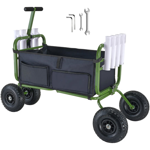 SucceBuy 300lbs Beach Fishing Cart Fish Marine Foldable Cart with 4 11