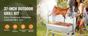 Charger l'image dans la visionneuse de galerie, Amocart 35inch Rotisserie Grill Electric Motor Charcoal Spit Grill Stainless Steel Roaster w/Lockable Wheels for Camping
