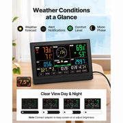 Charger l'image dans la visionneuse de galerie, Station météo Wi-Fi 7-en-1 SucceBuy avec écran de 7,5 pouces, application et thermomètre de piscine, prévisions météo, vitesse du vent, température de la piscine
