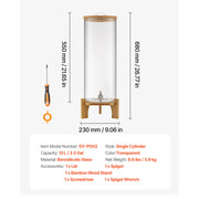 Load image into Gallery viewer, SucceBuy Beverage Dispenser Drink Dispensers for Parties Glass Juice Dispenser with Wood Stand Lemonade Juice Water Dispensers - AMOCART
