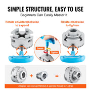 Load image into Gallery viewer, SucceBuy KP965 Metal Lathe Chuck 4-Jaw 3.75"Diameter with 5 Sets of Jaws Self-centering Tool Accessories for Precision Machining

