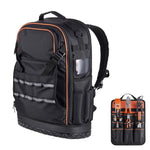 Amocart 65 Pockets Tool Bag Tool Backpack with Molded Base Electrician Jobsite Back Pack  for Repairman Tools Storage Organizer