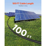 Amocart 100FT Solar Panel Extension Cable 10AWG 6mm² IP67 Waterproof Solar Extension Cable for Home Ship and RV Solar Panels