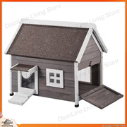 Bild in Galerie-Viewer laden, Amocart Outdoor Cat House 22x30x26 Weatherproof Feral Cat Shelter Wooden Cat Kennel for Multiple Cats with Side Door Pet Hut
