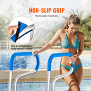 Bild in Galerie-Viewer laden, Amocart Pool Handrail Stainless Steel with Base Plate for Indoor/Outdoor Swimming Pool Safety Railing w/ Grip Cover for Decks
