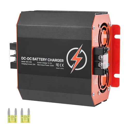 SucceBuy 12V 20/30/40/60A DC to DC Battery Charger 250/375/500/750W for Lead-Acid Lithium AGM GEL Multi-Stage Charging for RVs