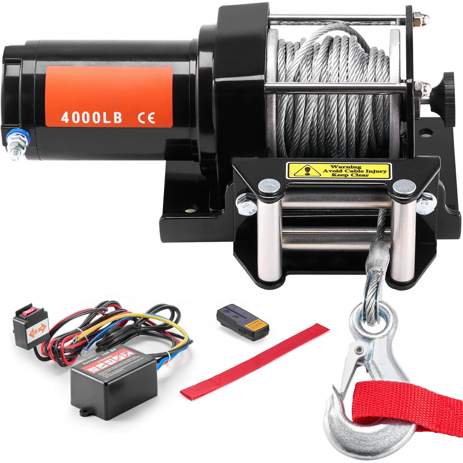 SucceBuy 4000lbs Electric Winch with 39ft 7 Strands Steel Cable Wireless & Wired Remote Control ATV/UTV Winch for Truck Towing