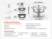 Load image into Gallery viewer, SucceBuy 4 Pack Chafing Dish Buffet Set Stainless Steel Chafer w/4 Full Size Pan Round Catering Warmer Server for Party Banquets
