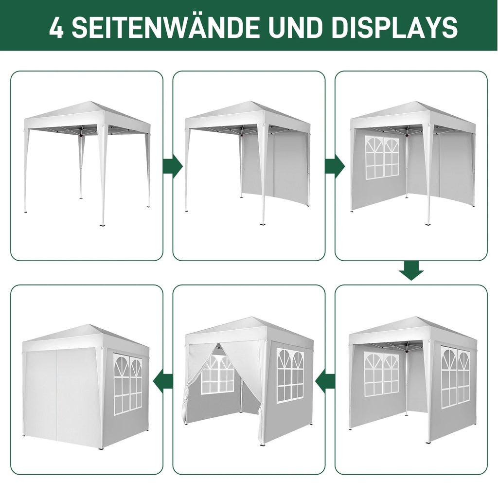 6.5x6.5ft Pop Up Canopy Tent, Outdoor Tent Canopy Foldable Portable Canopies for Camping, Patio, Easy Up Gazebo Canopy with Carry Bag, White