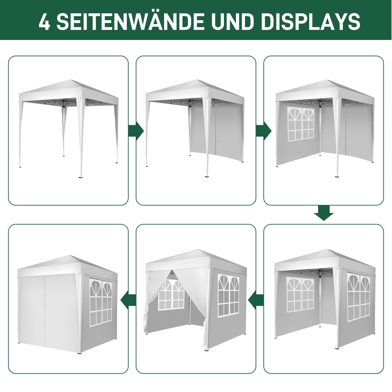 6.5x6.5ft Pop Up Canopy Tent, Outdoor Tent Canopy Foldable Portable Canopies for Camping, Patio, Easy Up Gazebo Canopy with Carry Bag, White