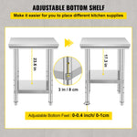 Amocart Stainless Steel Table for Prep & Work Metal Commercial Kitchen Heavy Duty Table with Adjustable Under Shelf and Foot