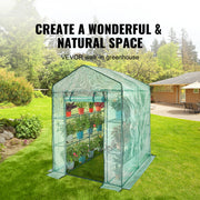 Charger l'image dans la visionneuse de galerie, SucceBuy Serre de Jardin 1,4x1,4x2m avec Étagères, Couverture en PE Haute Résistance et Porte Zippée Idéale pour la Plantation et le Rangement

