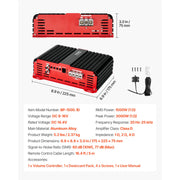 Load image into Gallery viewer, SucceBuy Monoblock Car Amplifier Class D Car Audio Amplifier with Remote Subwoofer Level Control Low Pass Filter and Bass Boost

