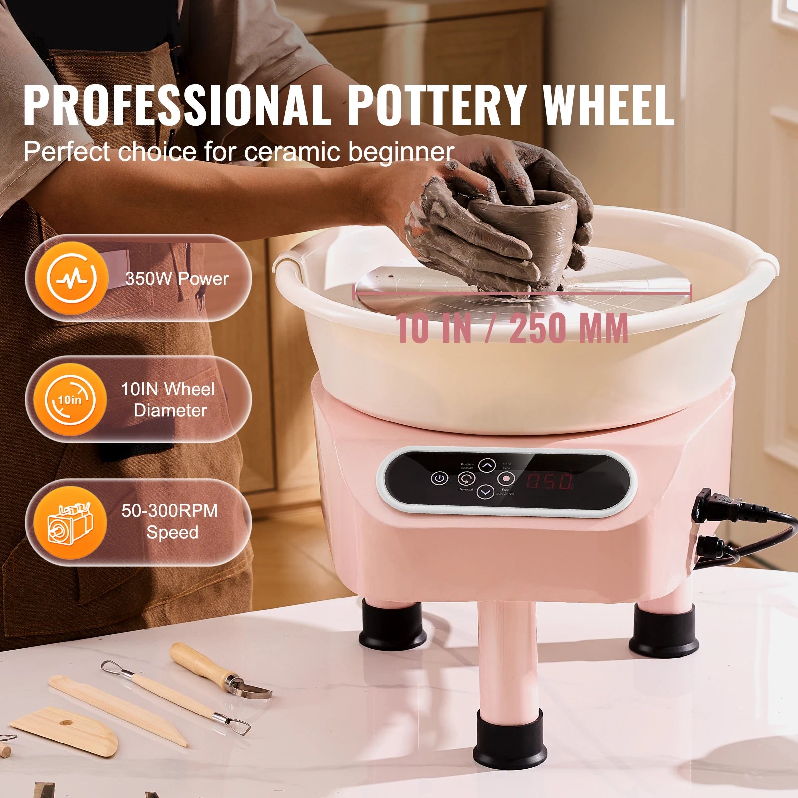 SucceBuy Pottery Wheel 11inch Pottery Forming Machine Direct Drive Ceramic Wheel 450W Electric Wheel for Pottery with Foot Pedal