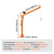 Load image into Gallery viewer, SucceBuy 2200lbs Electric Hoist Truck Crane 360° Swivel Folding Bed Jib Crane with 6000 lbs Electric Winch for Lifting Goods
