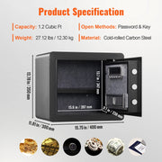 Bild in Galerie-Viewer laden, Amocart 1.2/0.5 Cubbic Fit Electronic Safe Deposit Safe Box W/ Digital Access &amp; Override Keys for Money Gun Jewelry Document
