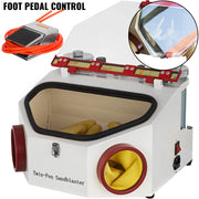 Load image into Gallery viewer, Amocart Dental Lab Sandblaster Equipment 2 Pen+2 Tanks with LED Light Large Window and Foot Pedal Control for Removing Oxides
