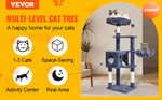 Amocart Cat Tree for Indoor Cats Cat Tower with Cat Condo Sisal Scratching Post HammockTop Perch Jumping Platforms Dark Grey