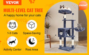 Load image into Gallery viewer, Amocart Cat Tree for Indoor Cats Cat Tower with Cat Condo Sisal Scratching Post HammockTop Perch Jumping Platforms Dark Grey
