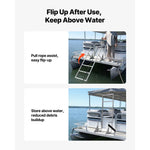 SucceBuy 4-Step Flip-Up Dock Ladder 350 lbs Aluminum Alloy Pontoon Boat Swim Ladder with Non-Slip Steps for Lake Swimming