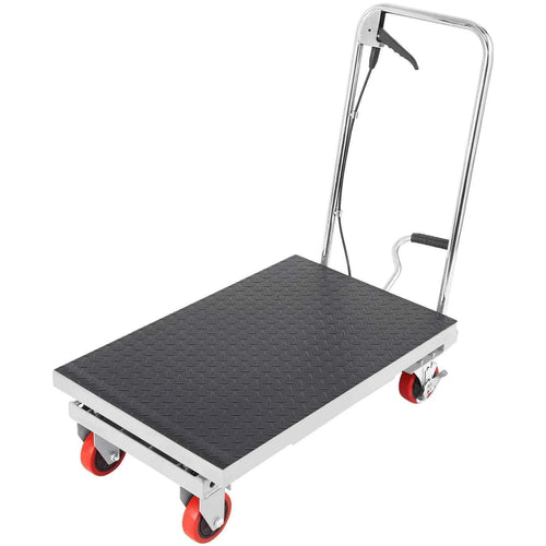 Amocart 330/500lbs Hydraulic Lift Table Cart Manual Single Scissor Platform with 4 Wheels and Non-slip Pad