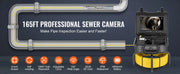 Charger l'image dans la visionneuse de galerie, Amocart Sewer Camera 165ft/50m Self-Leveling Pipeline Inspection Camera with 9"1080P HD Screen  with Lights-12LED for Duct Pipe
